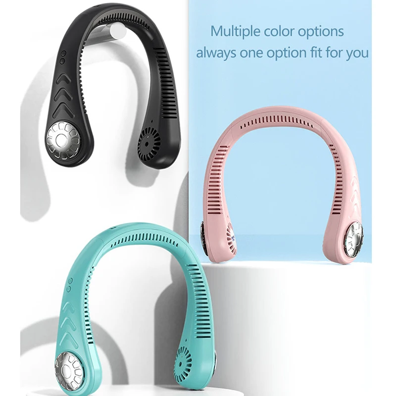 

Neck-Mounted Fan USB Rechargeable Hanging Fan 3-Speed Wind Speed Silent Leafless Fan Office Home Sports Travel