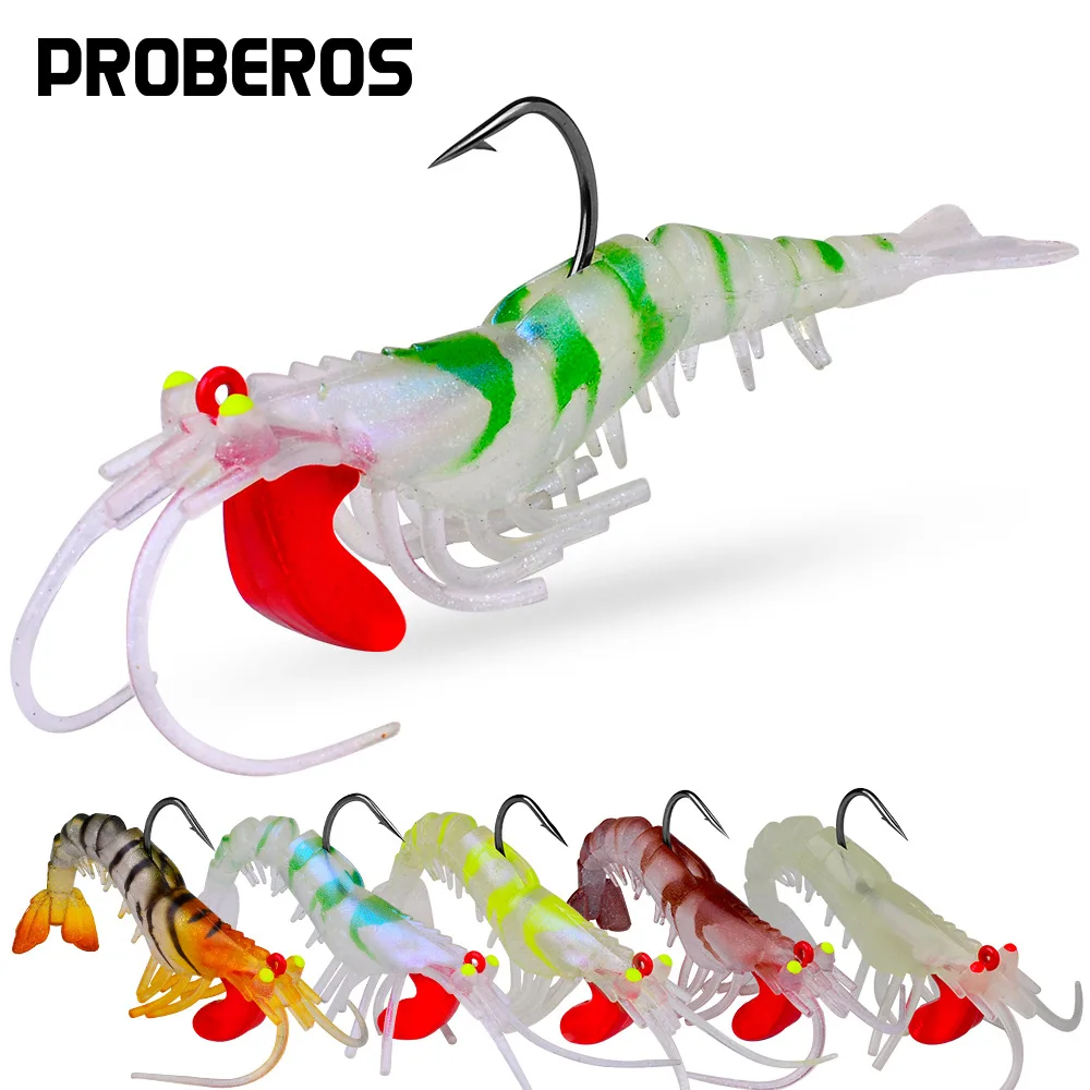 

SJ021 6/13/19g Luya Bait Lead Head Hook Fluorescence Soft Shrimp with Lead Drop Segmented Shrimp Bait Floating Luya Fishing Lure