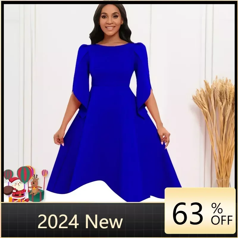 Платье трапециевидной формы с рукавами-лепестками африканские длинные платья