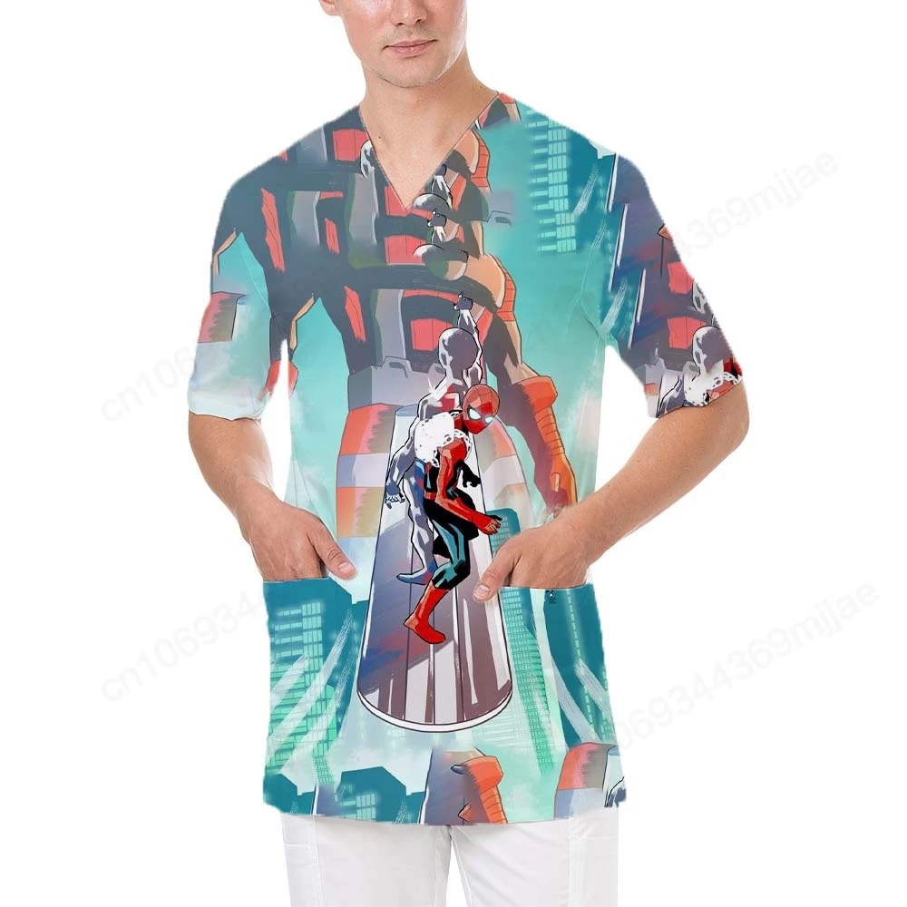 Лето 2024 мужская футболка модный дизайн с v-образным вырезом двойной карман