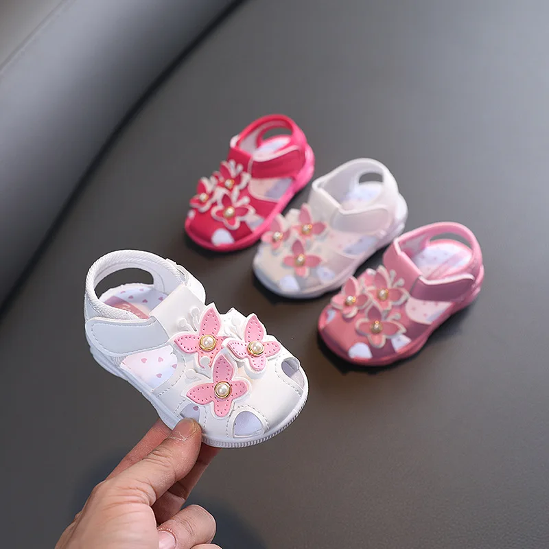 

Summer Infant Sandals Baby Girls Anti-collision Toddler Shoes Soft Bottom Genuine Leather Kids Children Beach Sandals