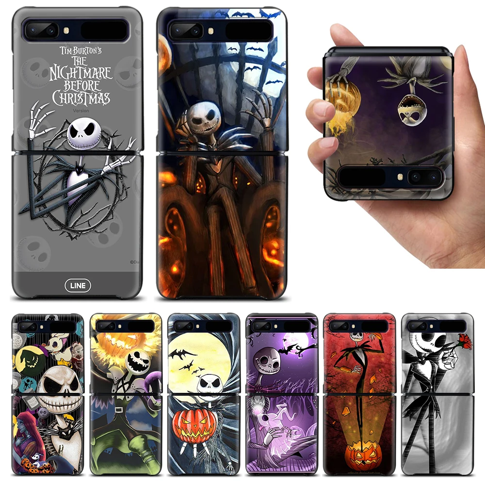 

Christmas Nightmare Before Shockproof Cover for Samsung Galaxy Z Flip 4 3 5G Hard Black Phone Case Segmented Protect Cover