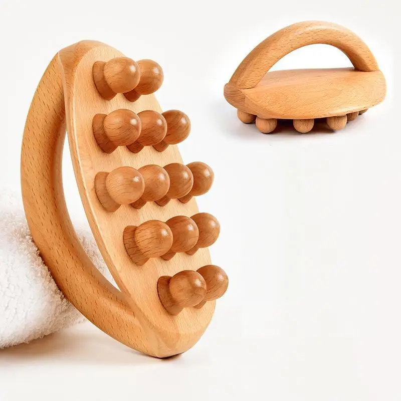 

14 Beads Wooden Massager Brush for Body Waist Leg Scraping SPA Therapy Anti Cellulite Relaxation Tool Body Muscle Pain Reli X9Z4