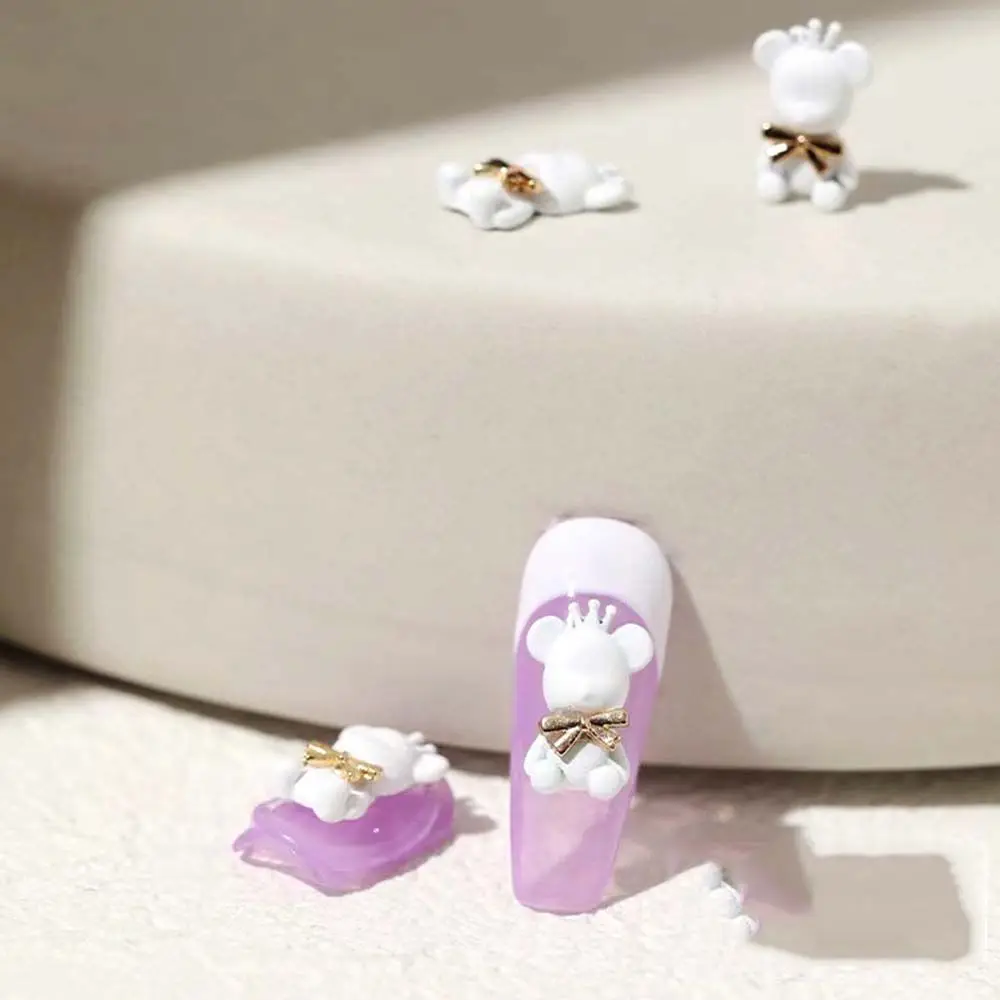 

Macaron Color Resin Crown Bear Manicure 3D Nail Art Charms Cartoon Nail Jewelry Nail Art Ornaments Bear Nail Decoration