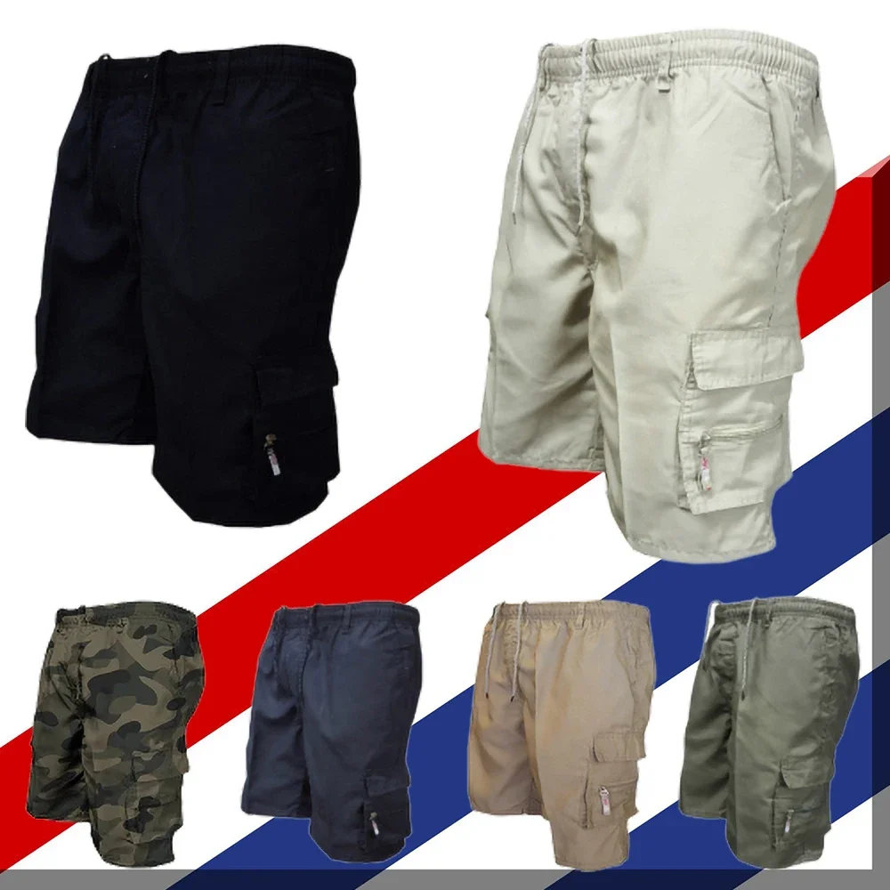 

Шорты-карго в рустикальном ретро-стиле мужские, летние тканевые короткие комбинезоны, удобные дышащие европейские штаны с Кулиской для отдыха и активного отдыха