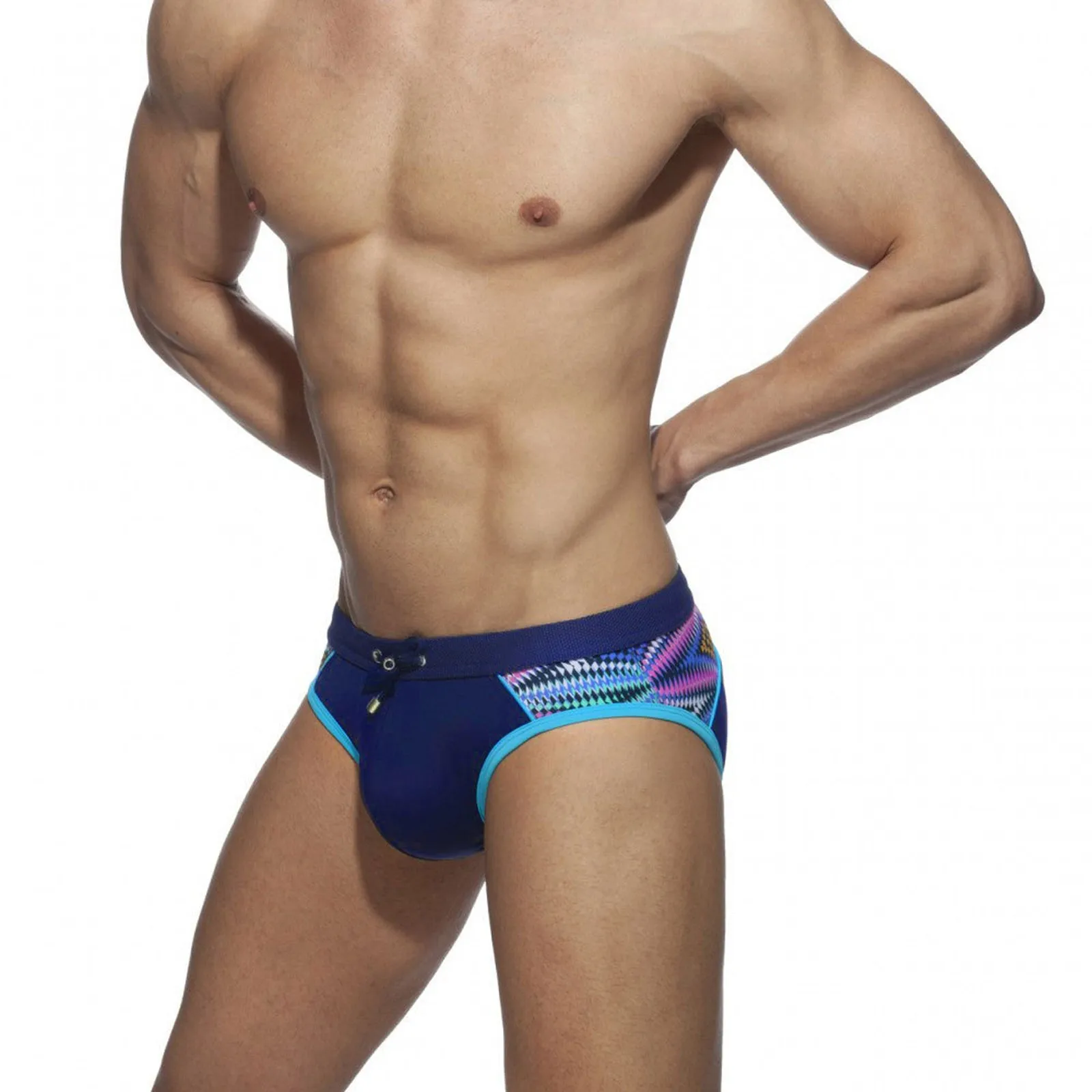 

Men Board Shorts Men Drawstring Underwear Daily Rainbow Sexy Striped Printed Short Underpant Fitted Mens Shorts Adjustable Waist