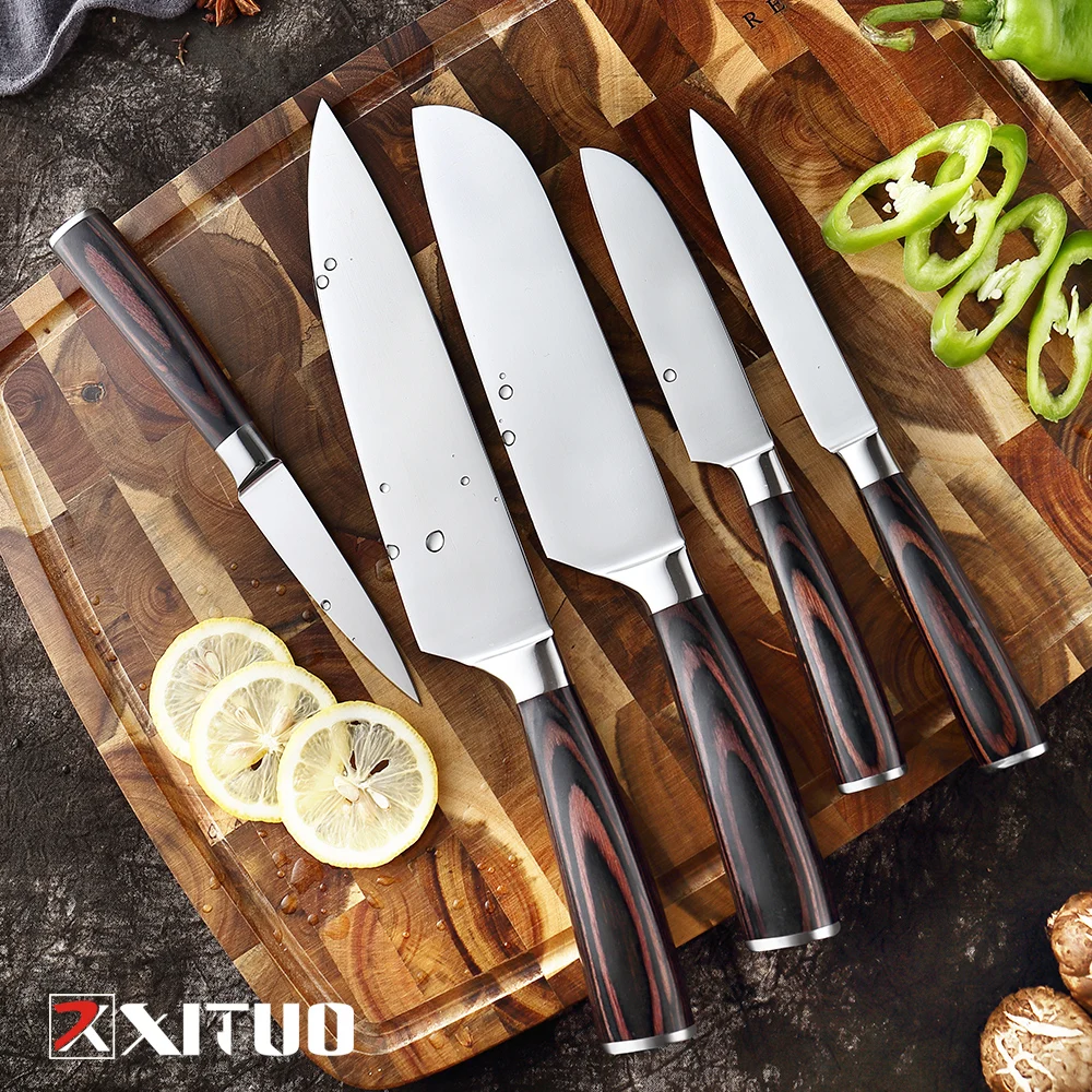 

XITUO Sharp kitchen knife sets Chef knife High carbon stainless steel Santoku knife Cleaver Slicing knife Best Home Kitchen Tool