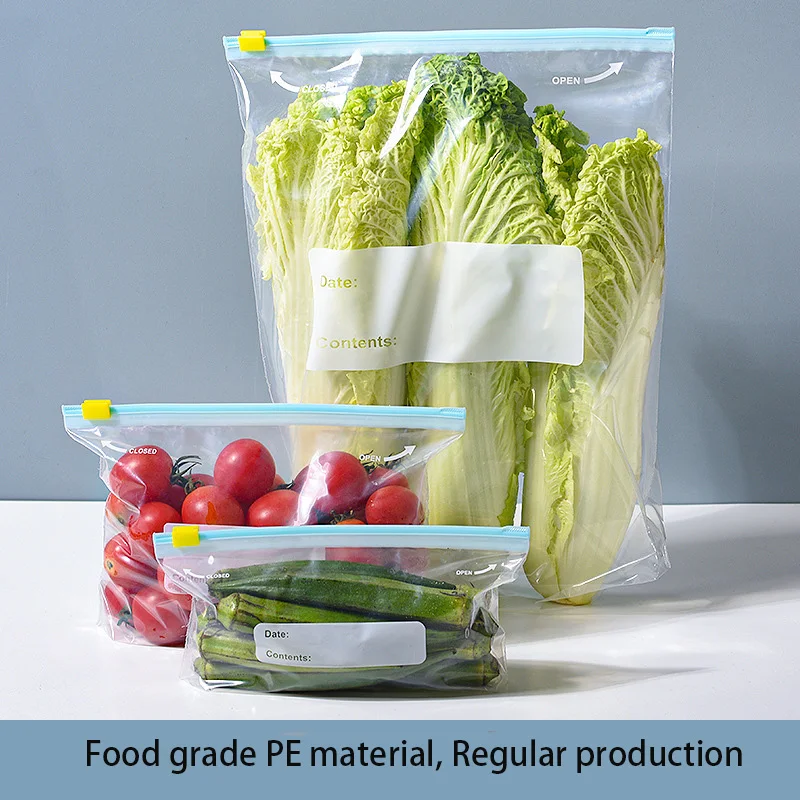 

10 Reusable Sliding Lock Fresh-keeping Bags For Safe And Environment-friendly Food-grade Household Kitchen Storage