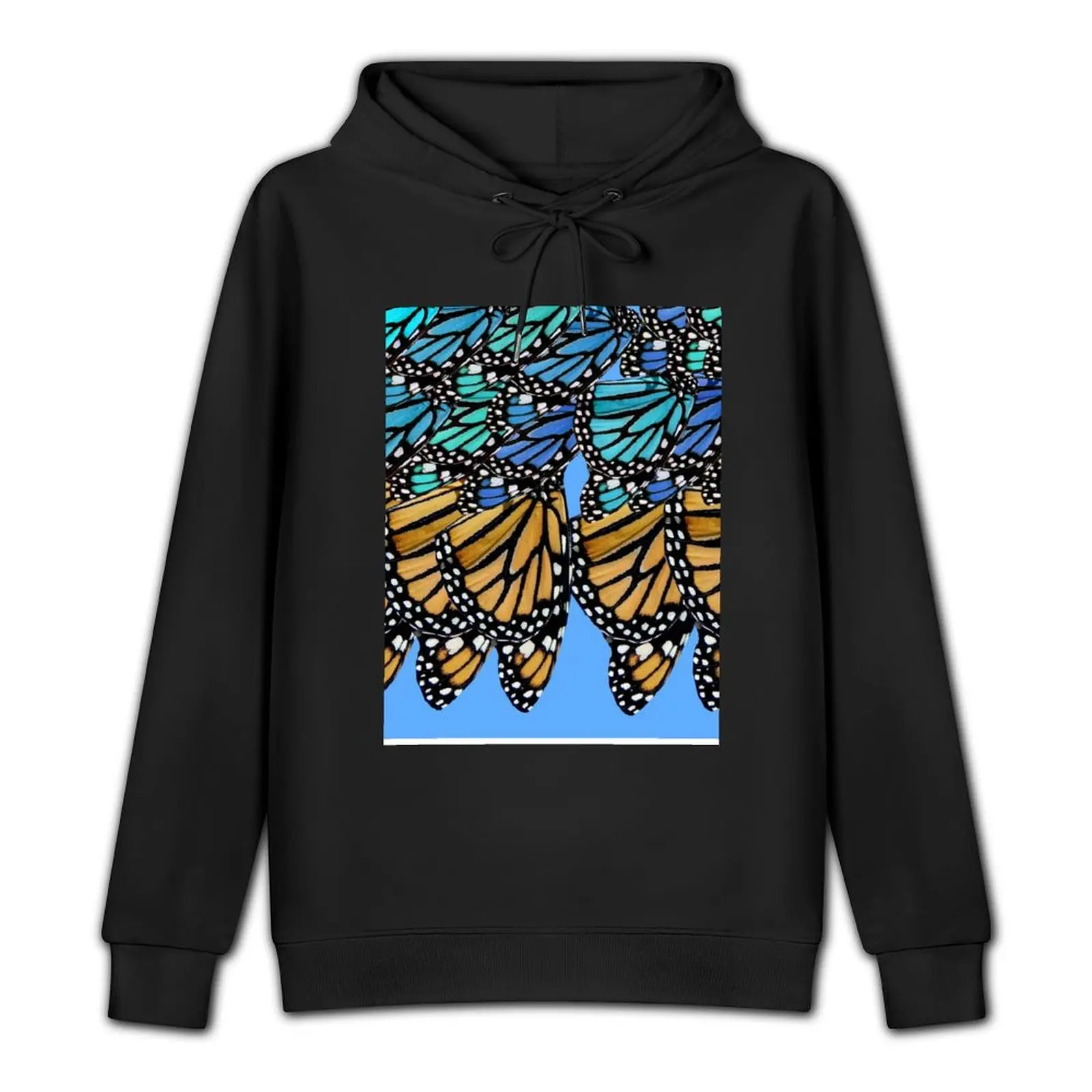 Синий и оранжевый монарх с узором бабочки пуловер капюшоном одежда в стиле аниме