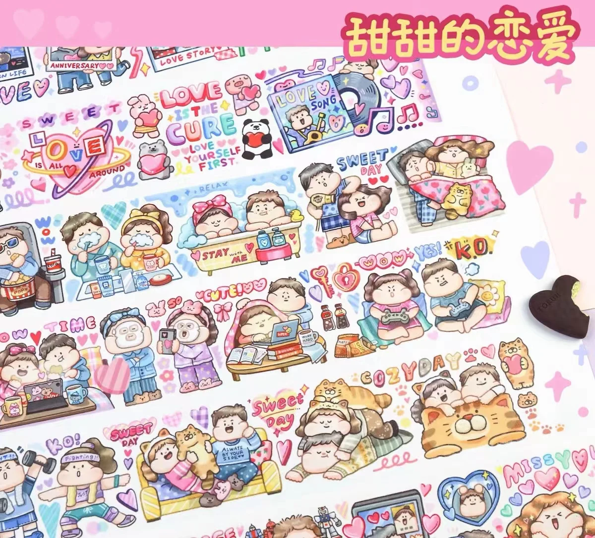 

Sweet Love Story Washi Tape for Planner Card Making DIY Scrapbooking Plan Decorative Sticker