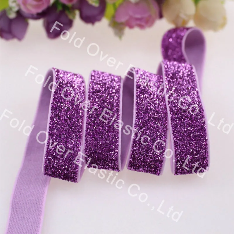 

High Quality 5/8" 15mm Frosted Glitter Elastic Ribbon For Hair Tie 50Yards DL-14