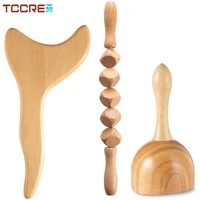 wooden massage roller stick lymphatic drainage massager wood therapy tools for anti cellulite body sculpting muscle pain relief