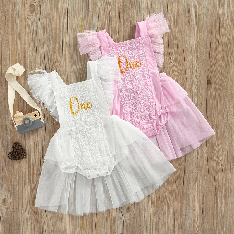 

2022-05-16 Lioraitiin 0-24M Infant Baby Girl 1st Birthday Outfits Ruffle Bodysuit One Printed Photography Jumpsuit Clothes