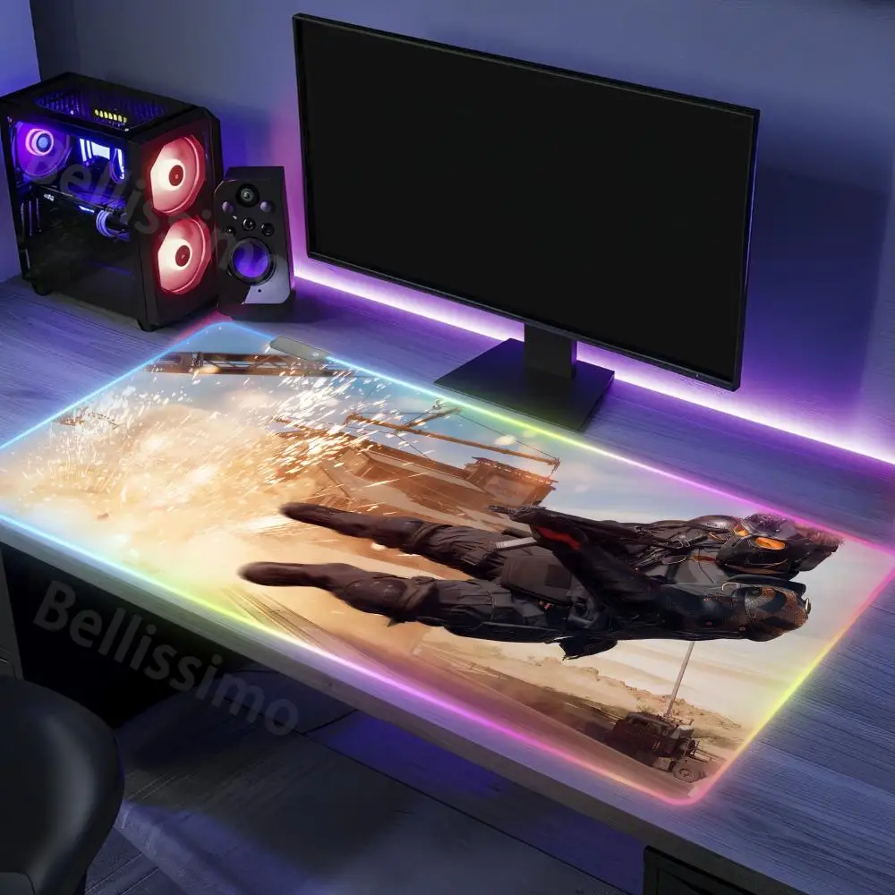 Mouse Pad New C-Call_of_Duty_Blacks_Ops_6 products Desk RGB Non-Slip Rubber Edge Gifts for girls Valorant locking Luminescence