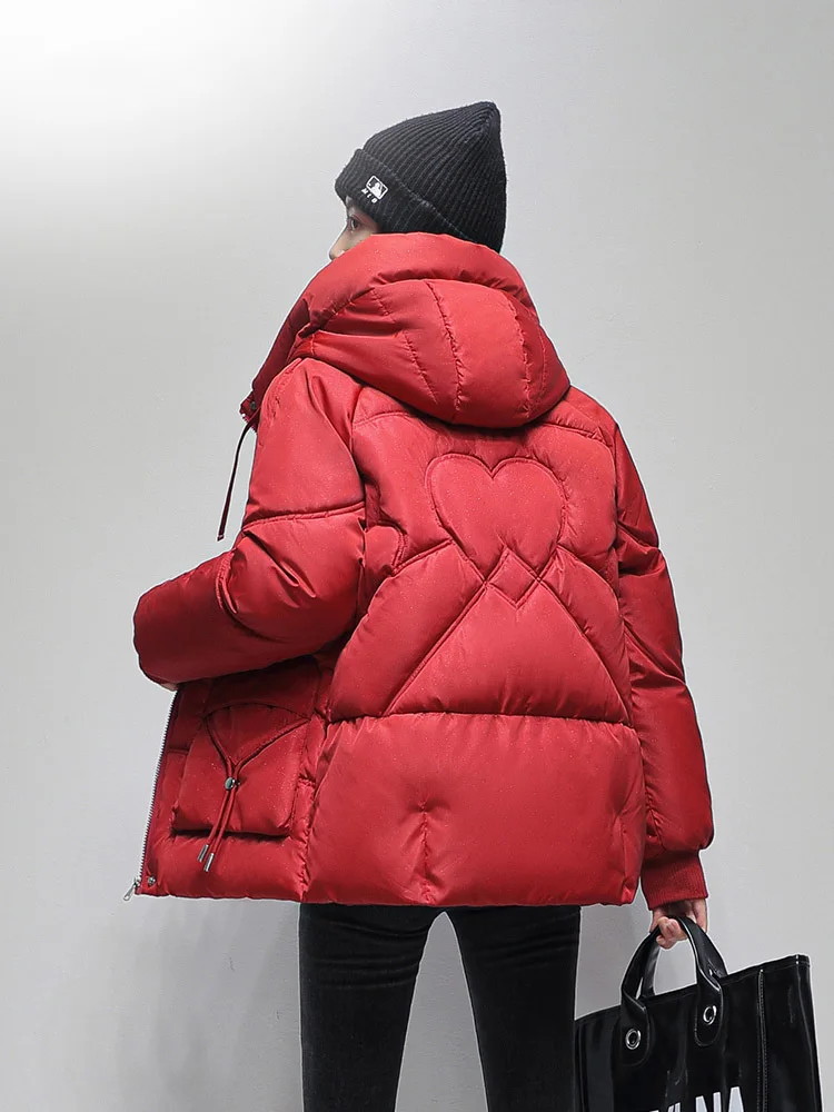 Sequined Hooded Cotton Padded Women Jacket Parkas 2022 Winter Warm Loose Solid Thicken Female Coats Ladies Outwear