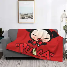 귀여운 Pucca 한국 인형 담요, 만화 애니메이션 카와이 플러시 참신 소프트 던지기 담요 침대 소파 봄/가을