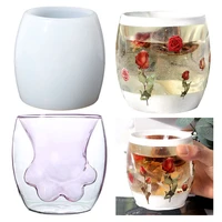 diy crystal epoxy resin mold mirror cute gift cat claw cup silicone mold for party beer mug making