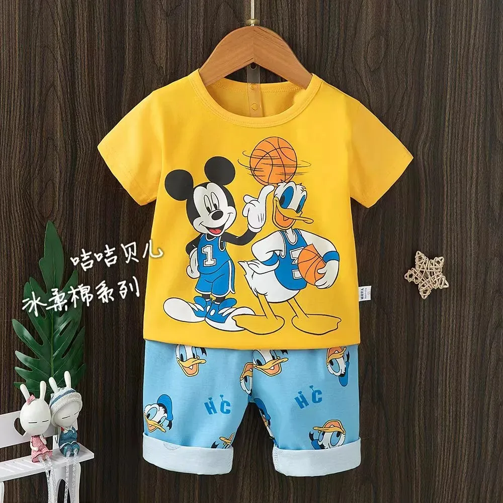 Брендовая одежда для маленьких мальчиков с принтом Дональд Дак Микки наряд из
