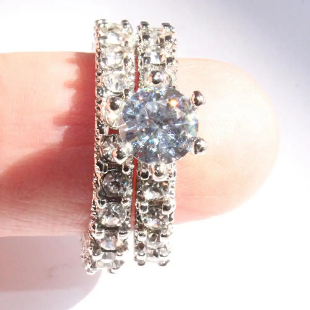 

1 Pair Trendy Wedding Circlet Lightweight Finger Ring Exquisite Alloy Glossy Women Ring Romantic