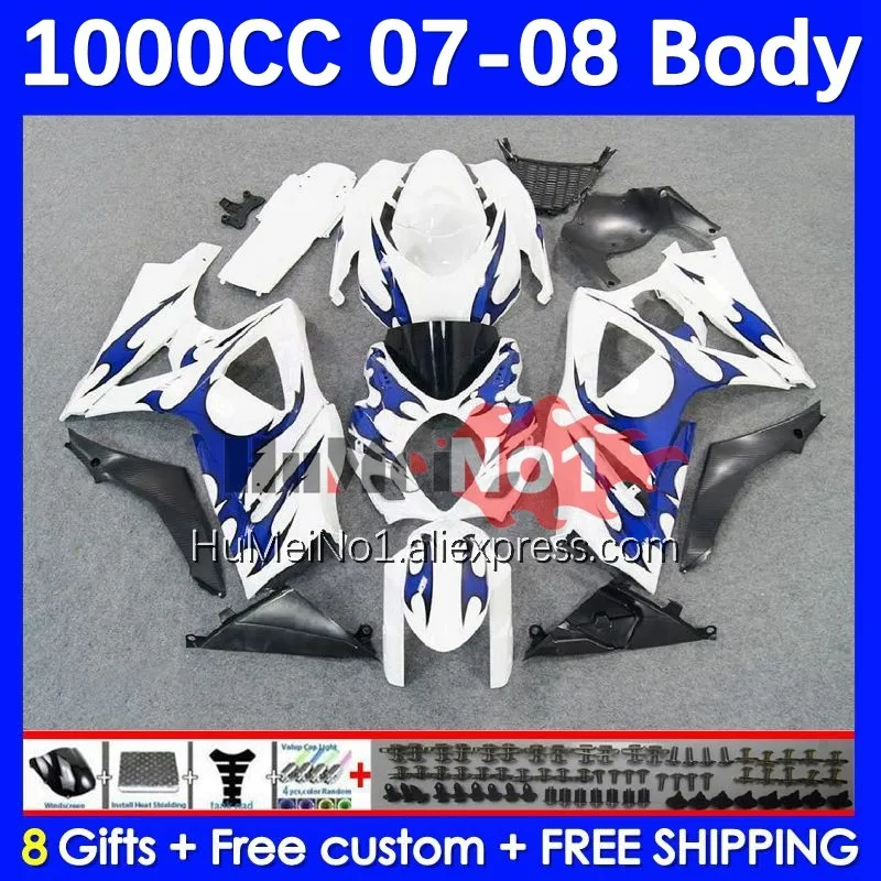 

Bodywork For SUZUKI GSXR1000 K7 GSX-R1000 blue white GSXR 1000 22No.19 1000CC GSXR-1000 GSX R1000 07 08 2007 2008 OEM Fairing