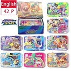 Аниме 42 шт.компл. TAKARA TOMY Аниме Покемон развивающиеся небесные карты железная металлическая коробка игрушки сражение Дети Рождественские подарки для детей