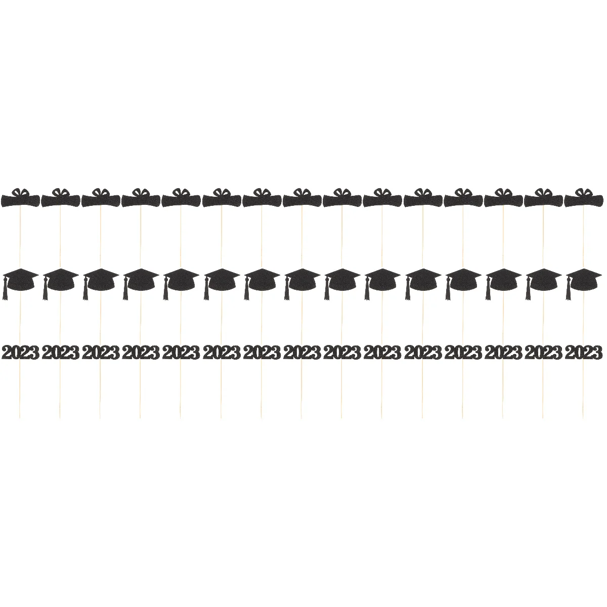 

15 Bags Graduation Vase Plugin Ornament Party Decoration Flowerpot Insert Cards Cap Cake Favor Tags Wooden Floral