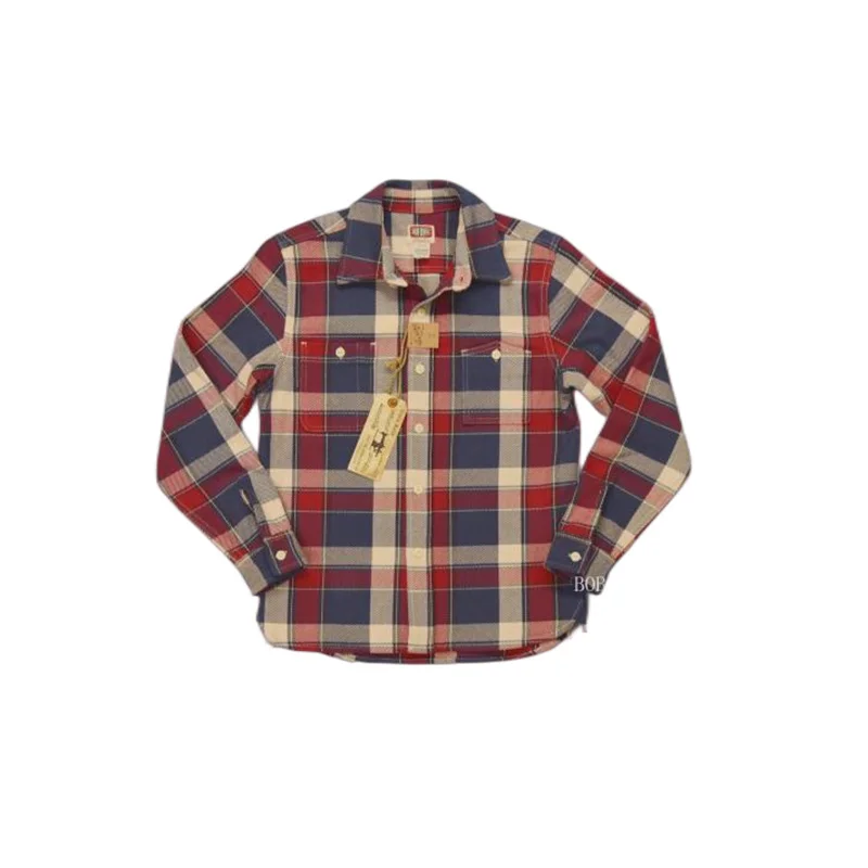 

BOB DONG Vintage Heavyweight Plaid Shirt Amekaji Men's Workwear Long Sleeve Plaid Shirt Jacket