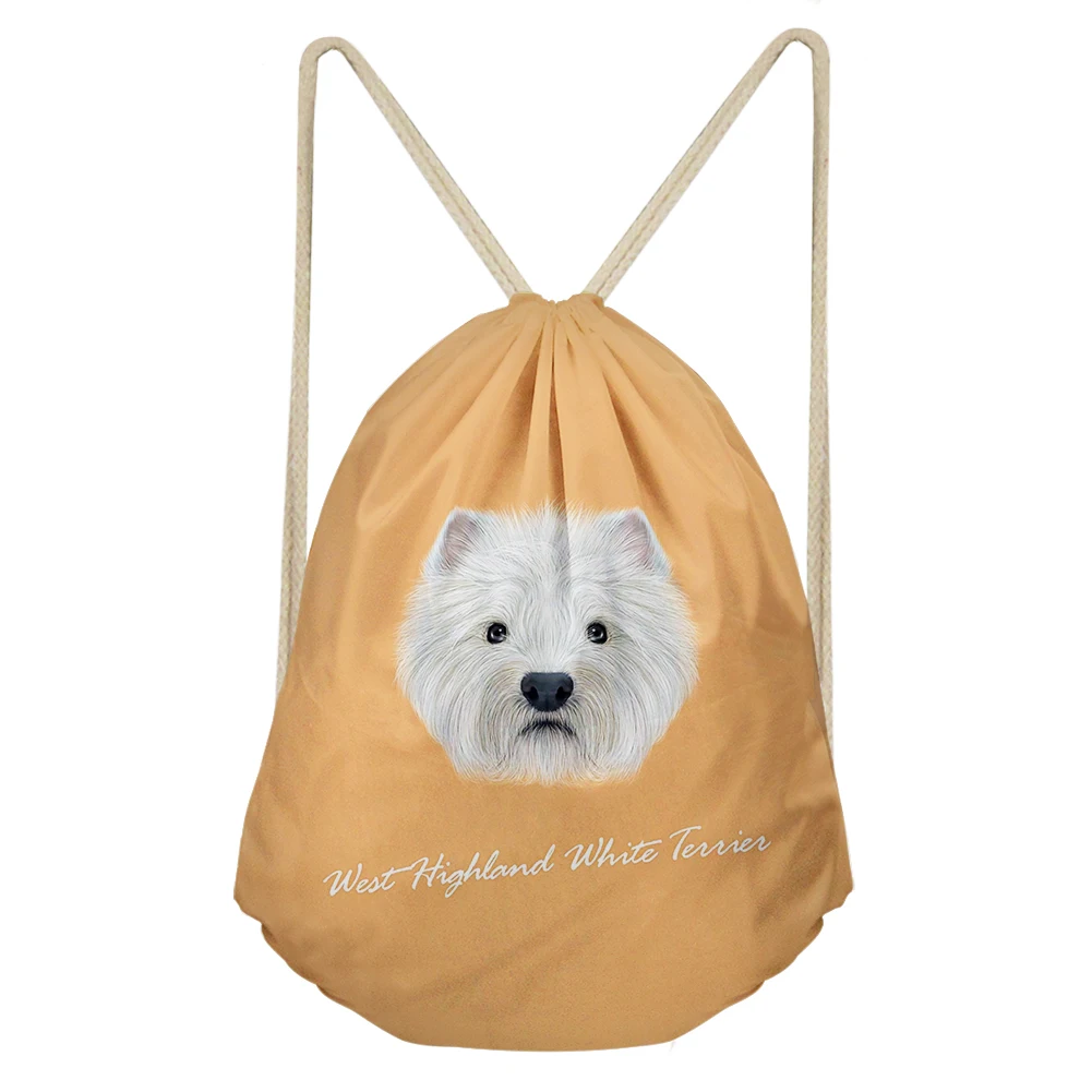 Cute Puppy Avatar Pattern Drawstring Bag Portable Sports  Fitness Rucksack Personalized Customize Unisex String Knapsack Outdoor