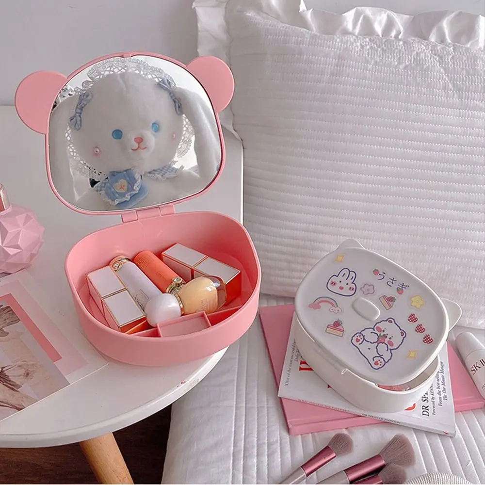 

Girl Makeup Brushes Container Ornament Beauty Tool Folding Makeup Mirror Jewelry Box Makeup Case Mirror Storage Box
