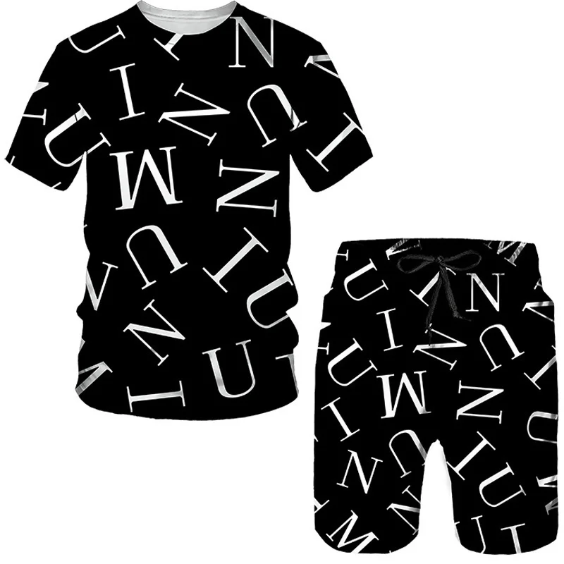 

Новинка весна-лето 2023, мужские и женские модные повседневные шорты с круглым вырезом и коротким рукавом и 3D-принтом, повседневный комплект