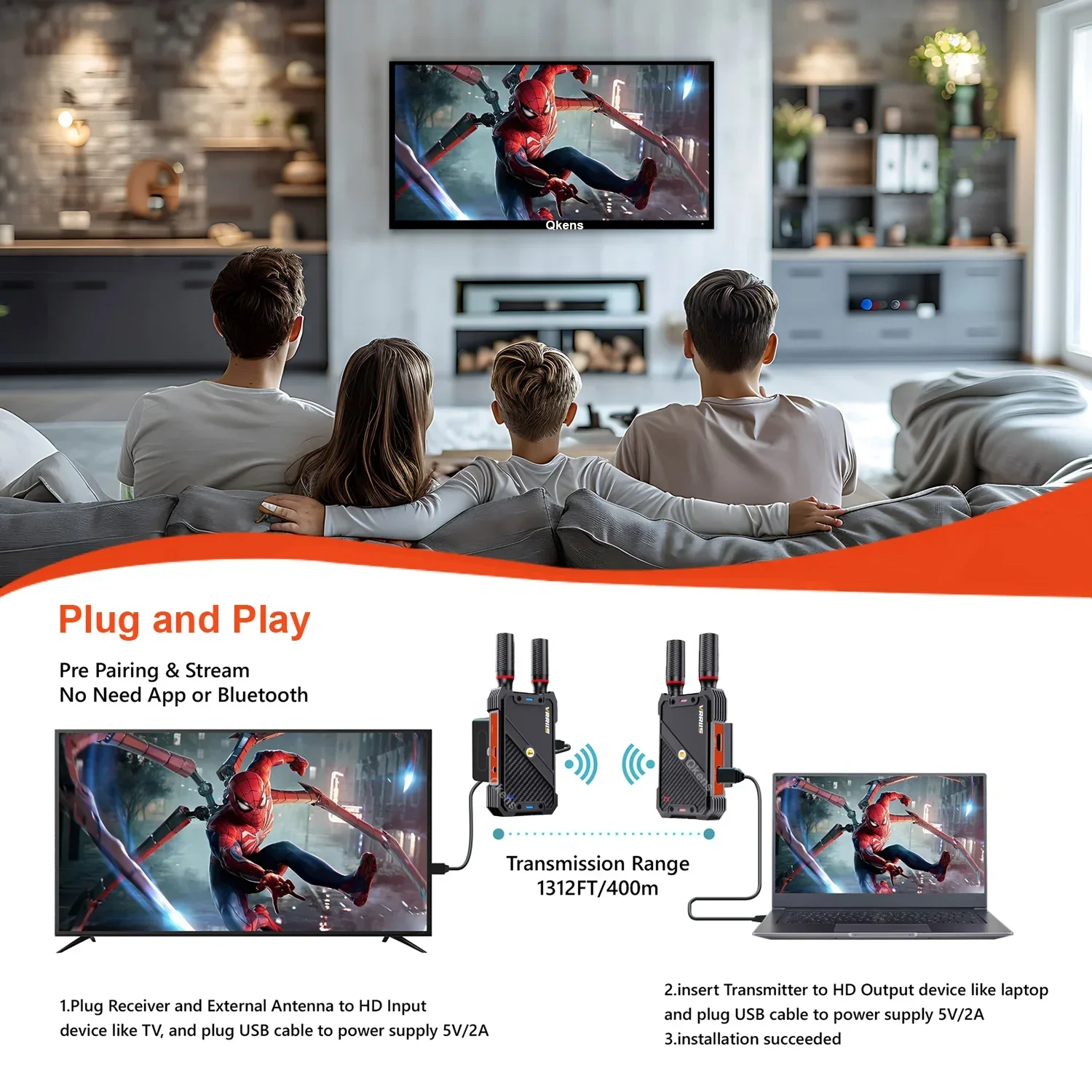 Фото WL082U PRO 5G 400M HDMI беспроводной передатчик приемник удлинитель поддержка аккумуляторной камеры прямая трансляция UVC запись видео захват №3
