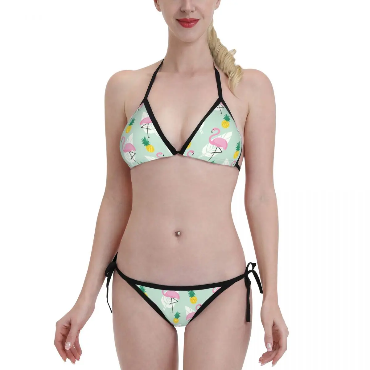 

Pineapple Flamingo Sexy Bikini Sets 2022 Swimsuits Swimwear Cute Fruit Women Bandage Bather Swimming Suit Beachwear Set