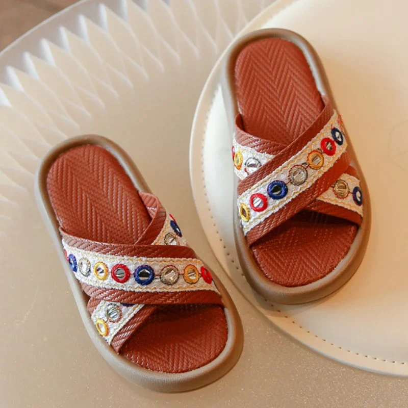 Мюли детские без застежек летние Нескользящие с открытым носком повседневные