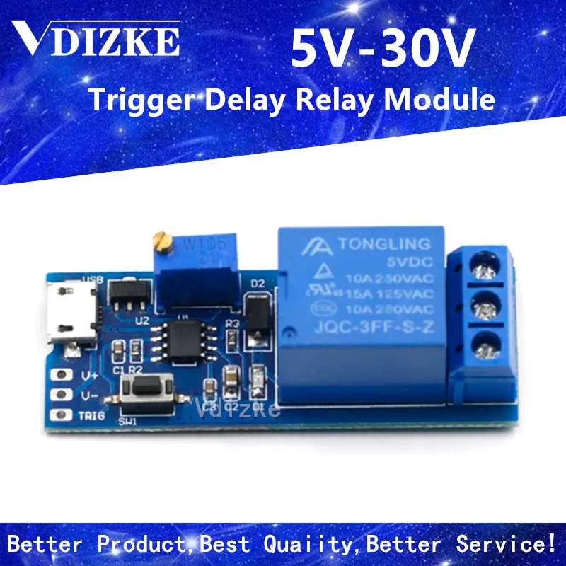 Умная электроника 5 в-30 в реле задержки питания Micro USB регулируемое управления