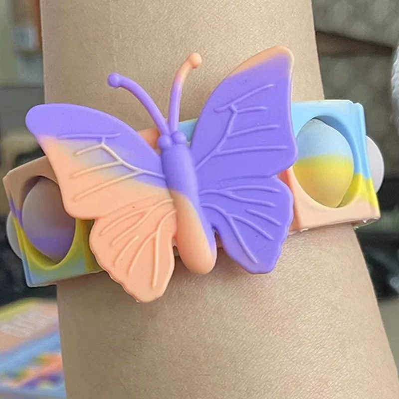 

Butterfly Antistress Pop Bracelet Toys Press Hand Fidget Toy Silicone Pops Wristband Portable Push Bubble Decompression Toys