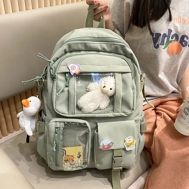 New Korean Large Capacity Backpacks Women Kawaii High Students School Bag For Teenager Girls Sweet Waterproof School Travel Bags