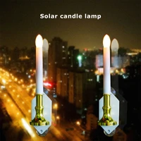 2pcs solar flickering candle light flameless led lamp window wall mount suction cup outdoor indoor decor led solar candle light