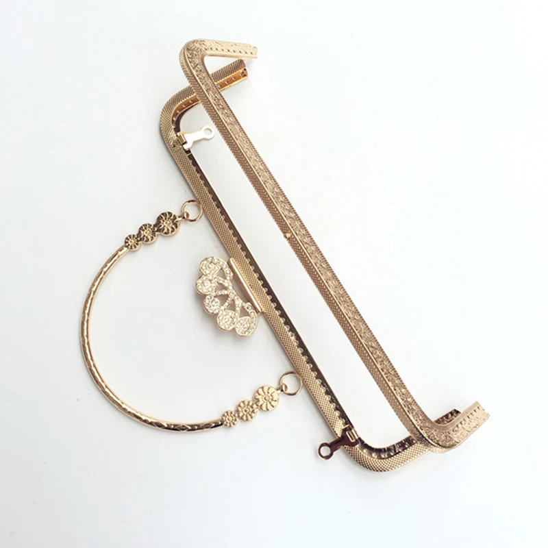 10pcs/lot 20.5 cm Antique Bronze golden crown Metal Purse Frame pure clasp bag handle for handle purse DIY bags accessory