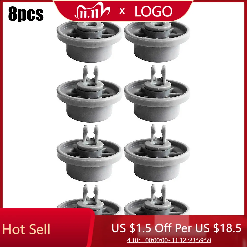8PCS Wheels Dishwasher Wheels For Bosch Neff Spare Parts Rollers Lower Basket Dishwasher Accessories For Kenmore Dishwashers