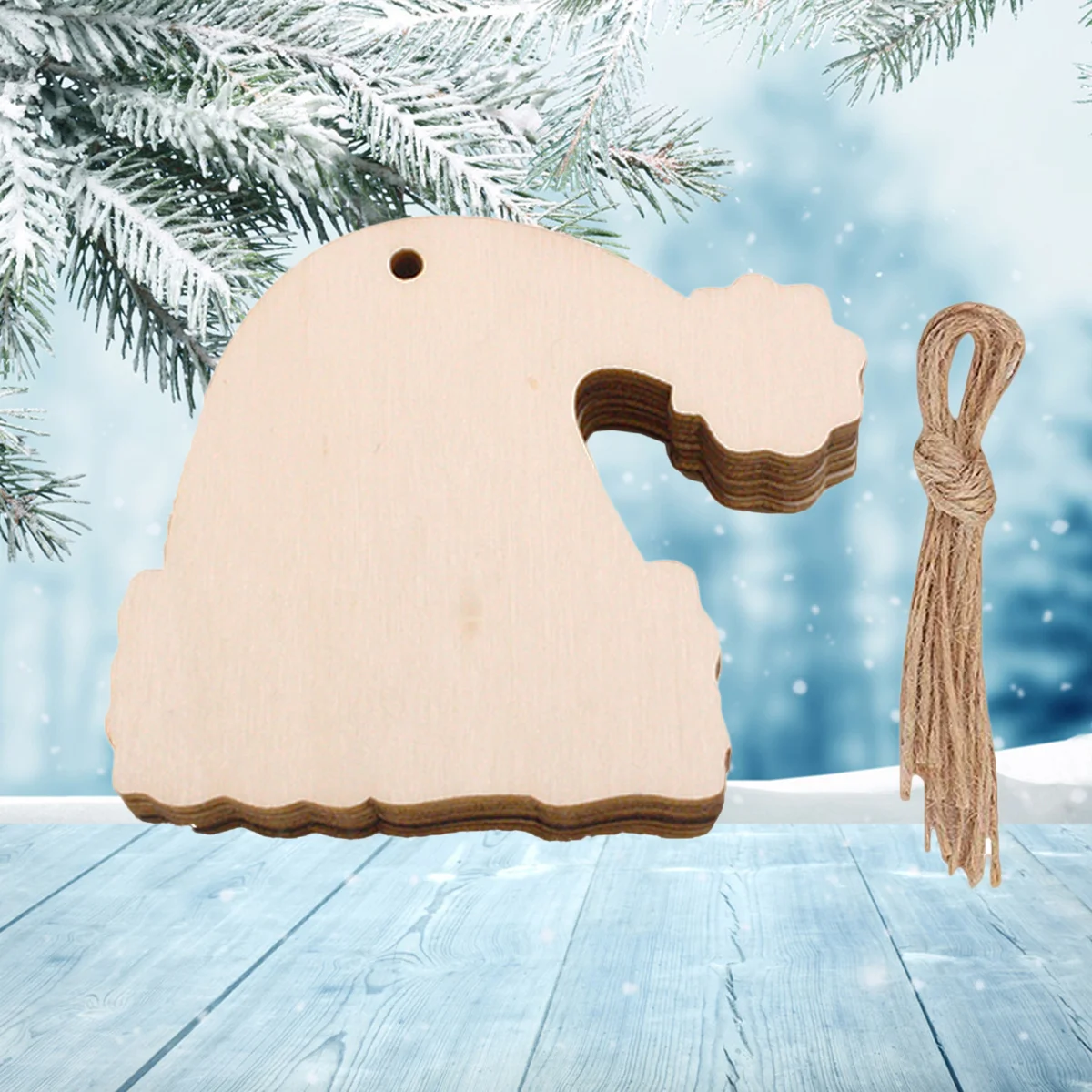 

Christmas Hat Santa Wooden Hanging Tree Tags Wood Gift Decoration Unfinished Xmas Cutouts Ornament Blankdiy Party Favors Tag