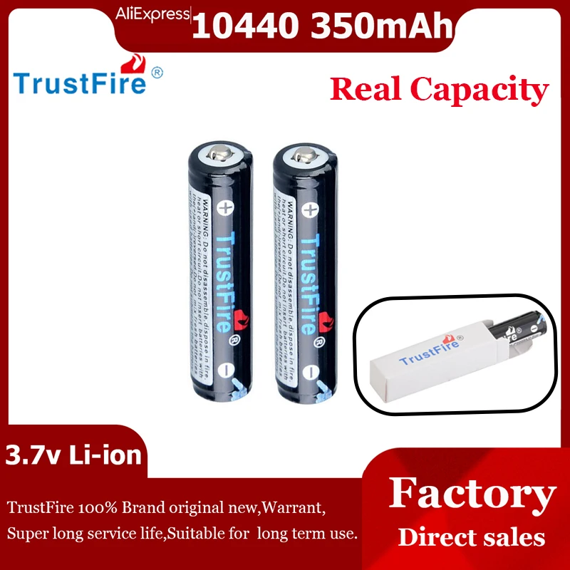 

TrustFire 350mAh 10440 Lithium ion Battery 3.7V Rechargeable Batteries Flashlight Li-ion Cells AAA Real capacity For Toys Mouses