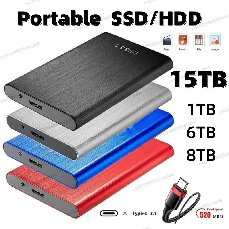 New 128TB 1TB 2TB Portable SSD/HDD USB 3.0 High Speed 64TB 16TB 8TB 4TB Hard Drives for Laptops External Solid State Drive