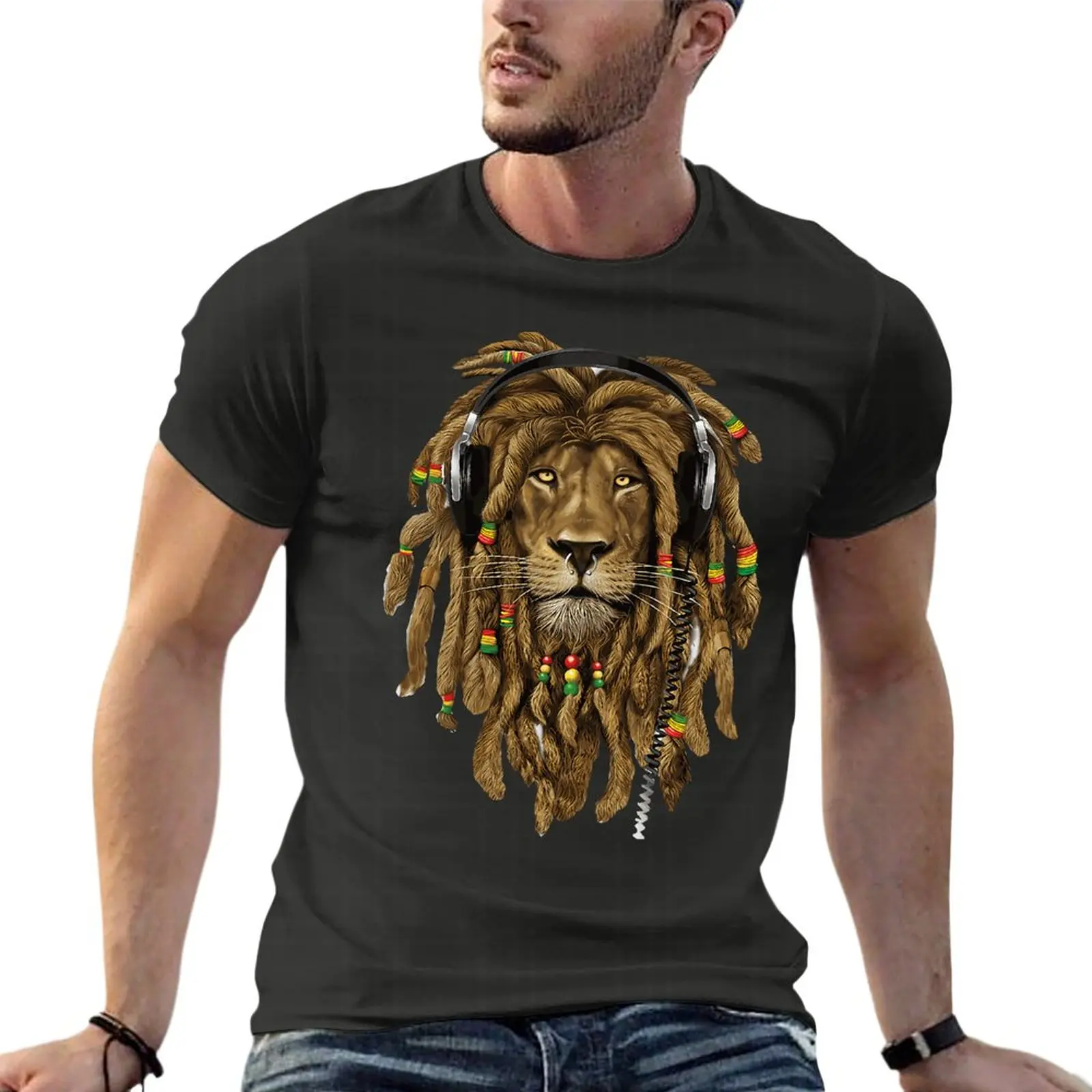 

Rasta Lion Of Judah - Bob Marley Oversize T-Shirt Summer Men Clothes Short Sleeve Streetwear Big Size Top Tee