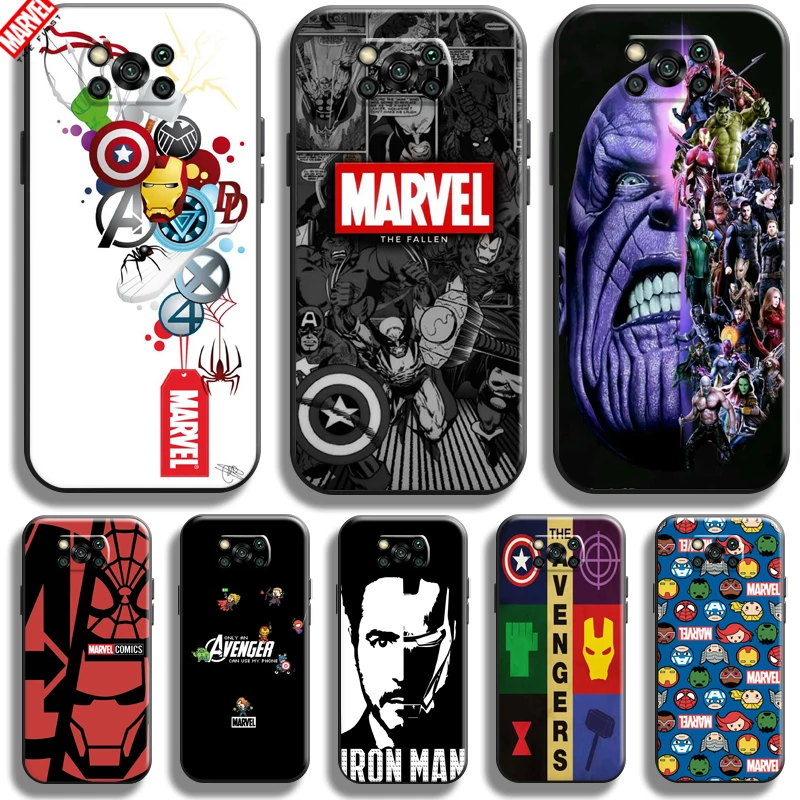 

Marvel Avengers Logo For Xiaomi Poco X3 Pro X3 NFC X3 GT Phone Case Funda Coque Back Bumper Ultra-Thin Soft TPU