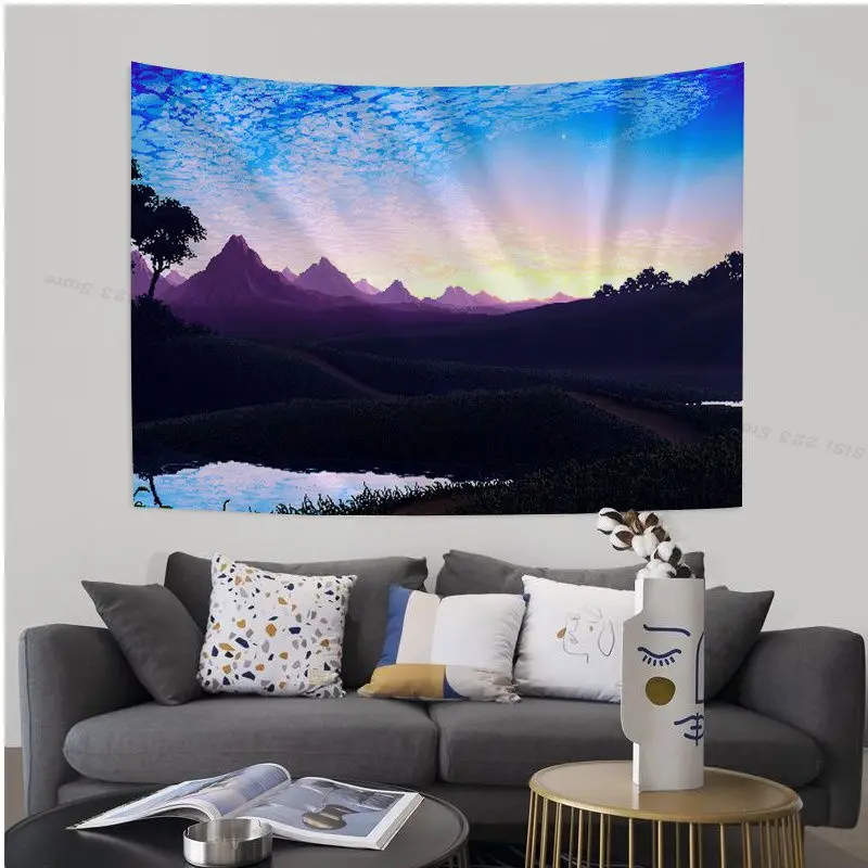 Kawaii Pixel пейзаж аниме гобелен японский настенный дешевый хиппи |