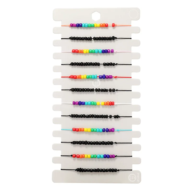 12 шт. браслет с радужными бусинами и подвесками в виде животных |