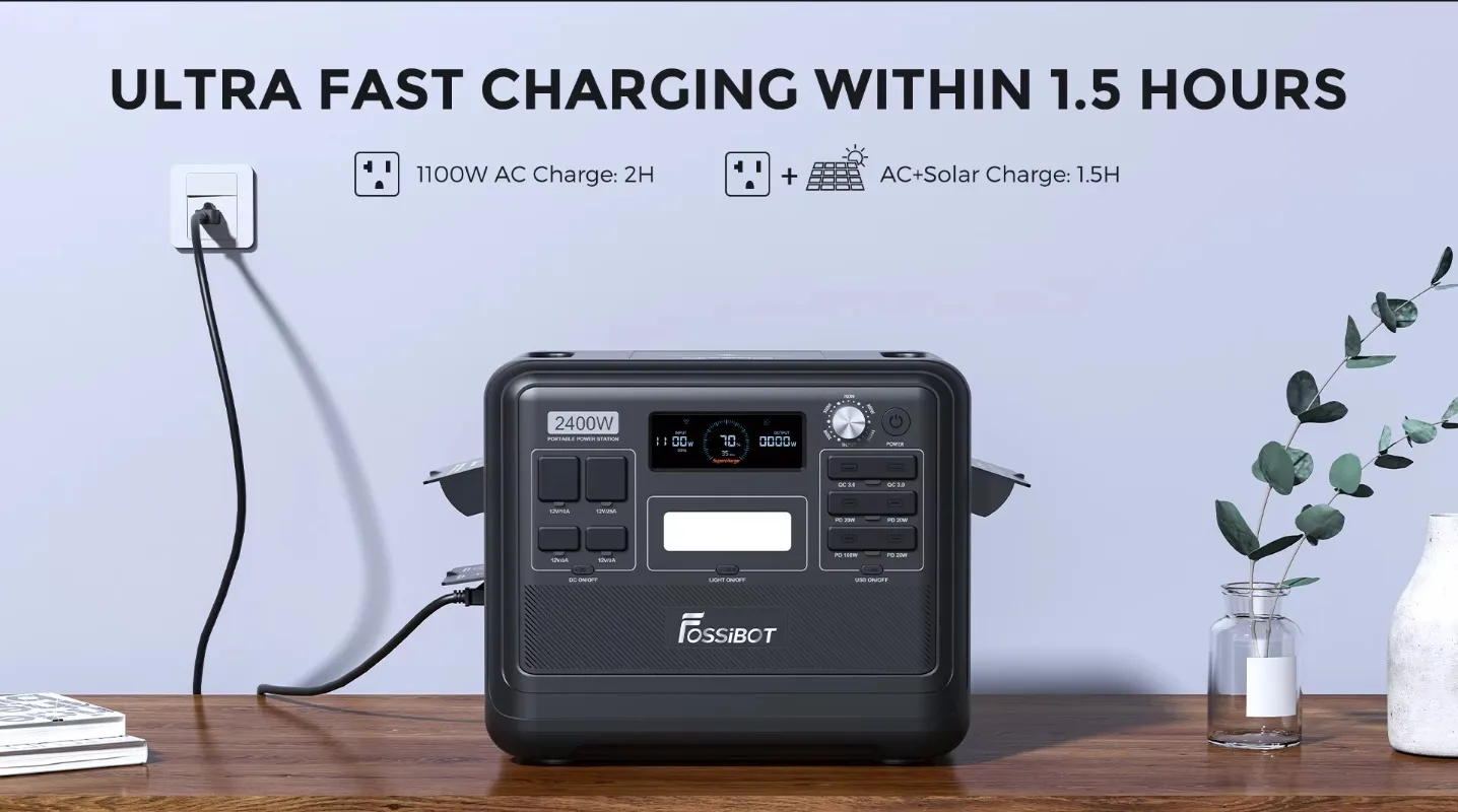 Фото 【Хит продаж】Портативная электростанция Fossibot F2400 2400 Вт, портативная солнечная электростанция, вилка UK №5
