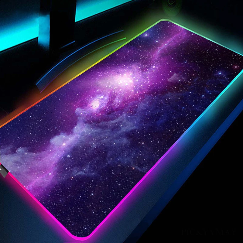 

Large Office RGB LED Lllumination Mouse Pad Mat Gamer Space Universe Gaming Mousepad Keyboard Compute Anime Desk Mat For CSGO