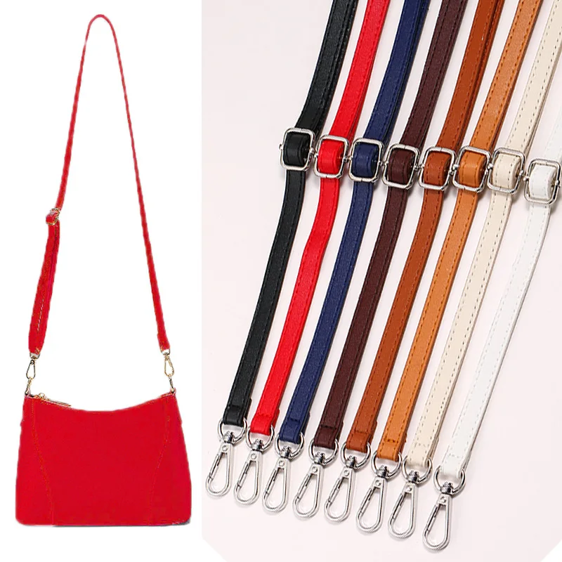 

1.2CM Wide Bag Strap Thin Adjustable PU Leather Bag Belt Solid Color Crossbody Shoulder Strap Ladies Portable Replacement Belt