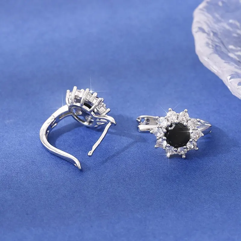 Покрытие из стерлингового серебра 925 модные инкрустированные сапфиром